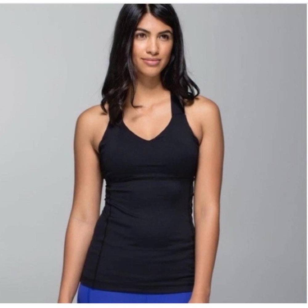 Lululemon Push Your Limits Black Ross Back‎ Tank Workout Athletic Size 6